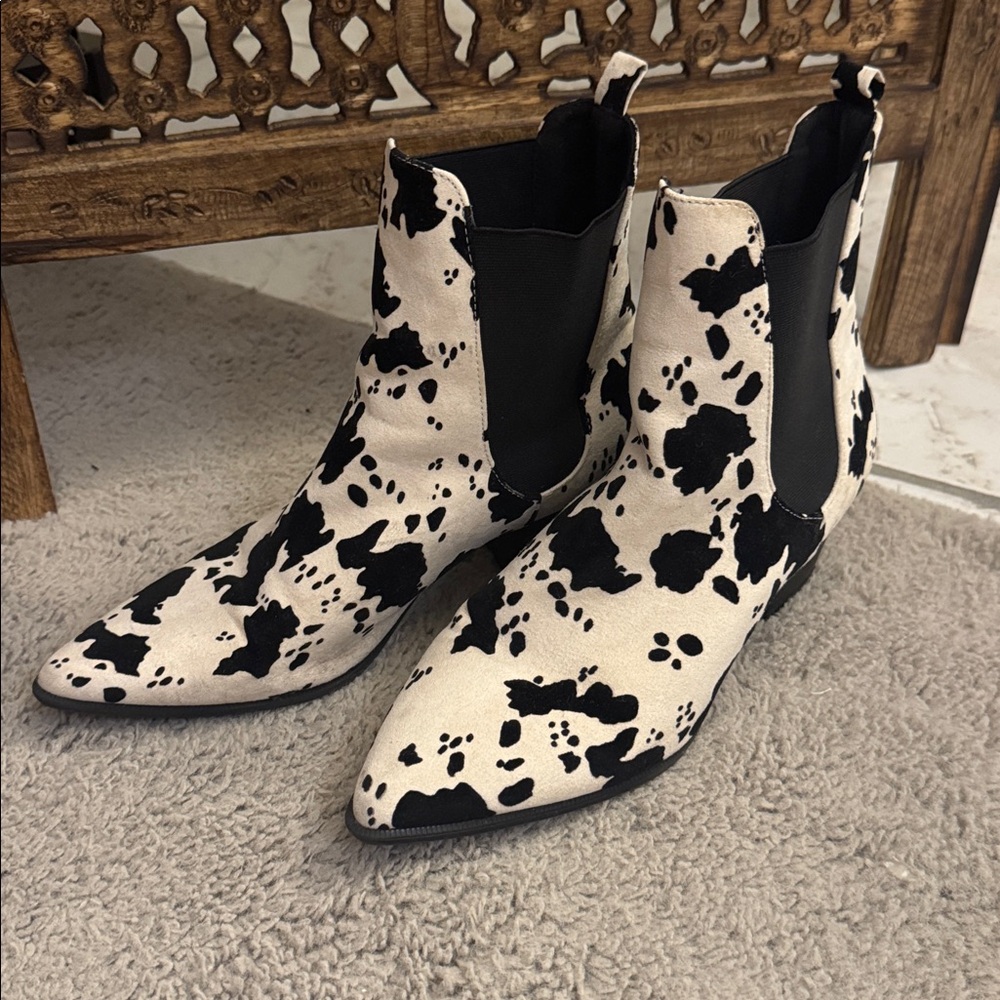 Cow Print Ankle Booties